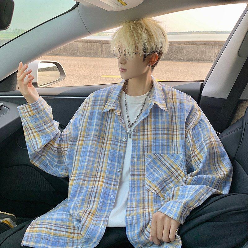 衬衫男2025夏季新款格子长袖衬衣外套宽松休闲百搭潮流上衣情侣,淘宝优惠券,粉丝福利购,淘宝优惠卷