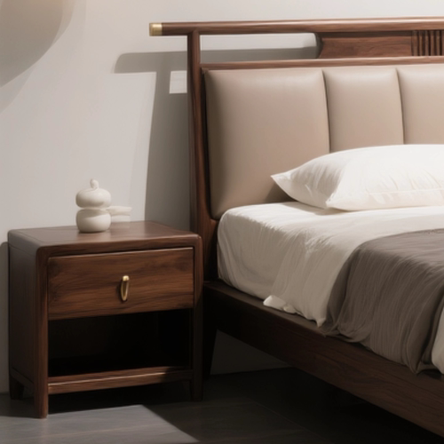 宋代美学北美黑胡桃实木床新中式1.8米双人床别墅主卧样板间家具 - 图3