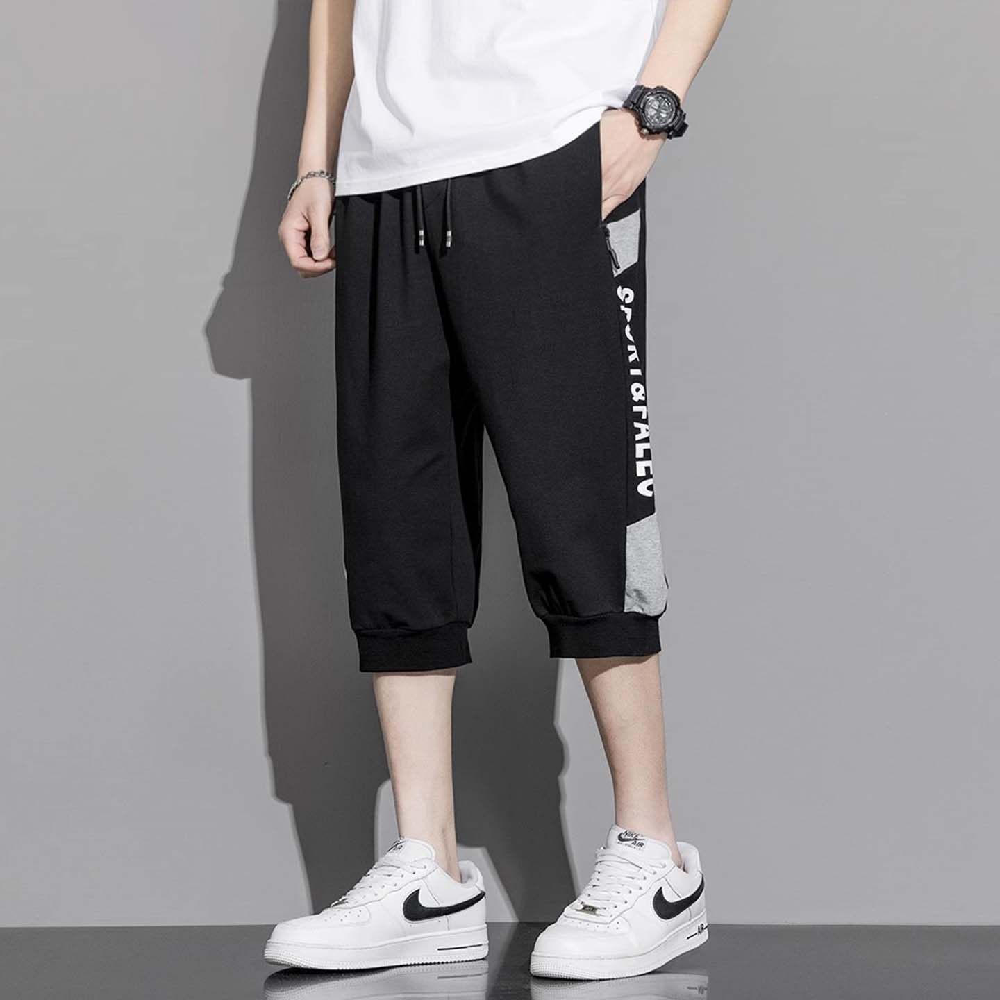 纯棉七分裤男夏季薄款宽松休闲运动中裤男士胖子加肥加大大码男装,淘宝优惠券,粉丝福利购,淘宝优惠卷