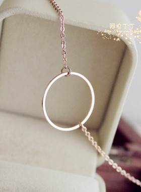 钛钢玫瑰金圆环吊坠极简单几何图形项链饰品