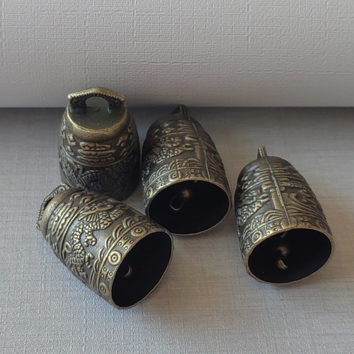 DIY手工艺饰品风铃配件仿古青铜色合金铃铛 平安钟 小龙钟 促销价 - 图2