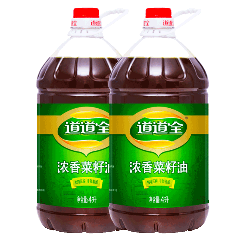 道道全浓香菜籽油4L*2瓶 组合装 非转基因物理压榨菜籽油,淘宝优惠券,粉丝福利购,淘宝优惠卷