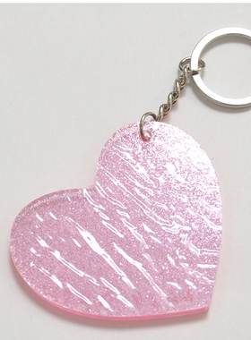 英国品牌Lazy Oaf Glitter Heart Keyring爱心造型粉红钥匙扣