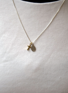 黄铜小十字小精巧925银项链