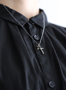 十字925银复古10K金造型项链