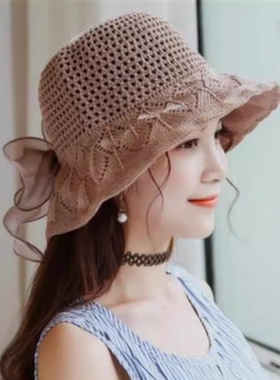 渔夫帽女夏韩版百搭遮阳帽学生防紫外线遮脸帽子太阳帽夏季帽MJ