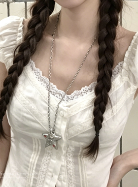 甜酷星星吊坠挂脖长款毛衣链女