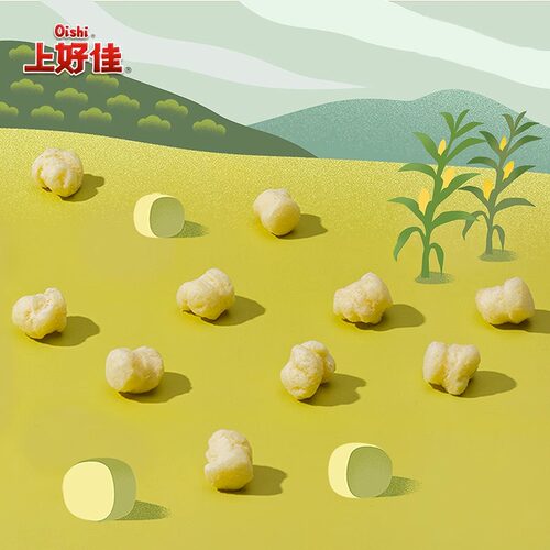 上好佳 官方田园泡恋上牛奶味柠檬玉米口味80g/袋膨化食品 - 图0