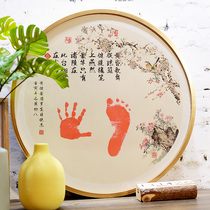 Customize Tibetan name Poetry Round Baby Full Moon 100 Days A Year Old Hands Foot Print Diy Newborn Baby Gift souvenirs