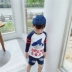 Hàn Quốc Chaofan Boy Áo tắm lớn Boy Baby Shark Chia tay dài Kem chống nắng Thể thao Lướt sóng - Bộ đồ bơi của Kid