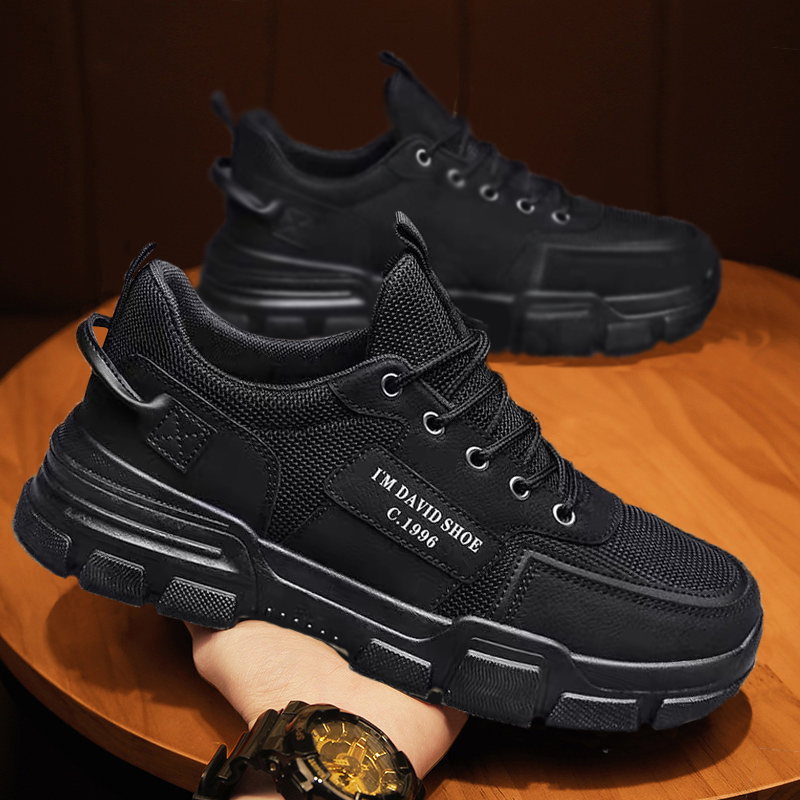 男鞋2025夏季新款工装鞋男士防滑耐磨休闲工作鞋潮流低帮马丁靴男 - 图1