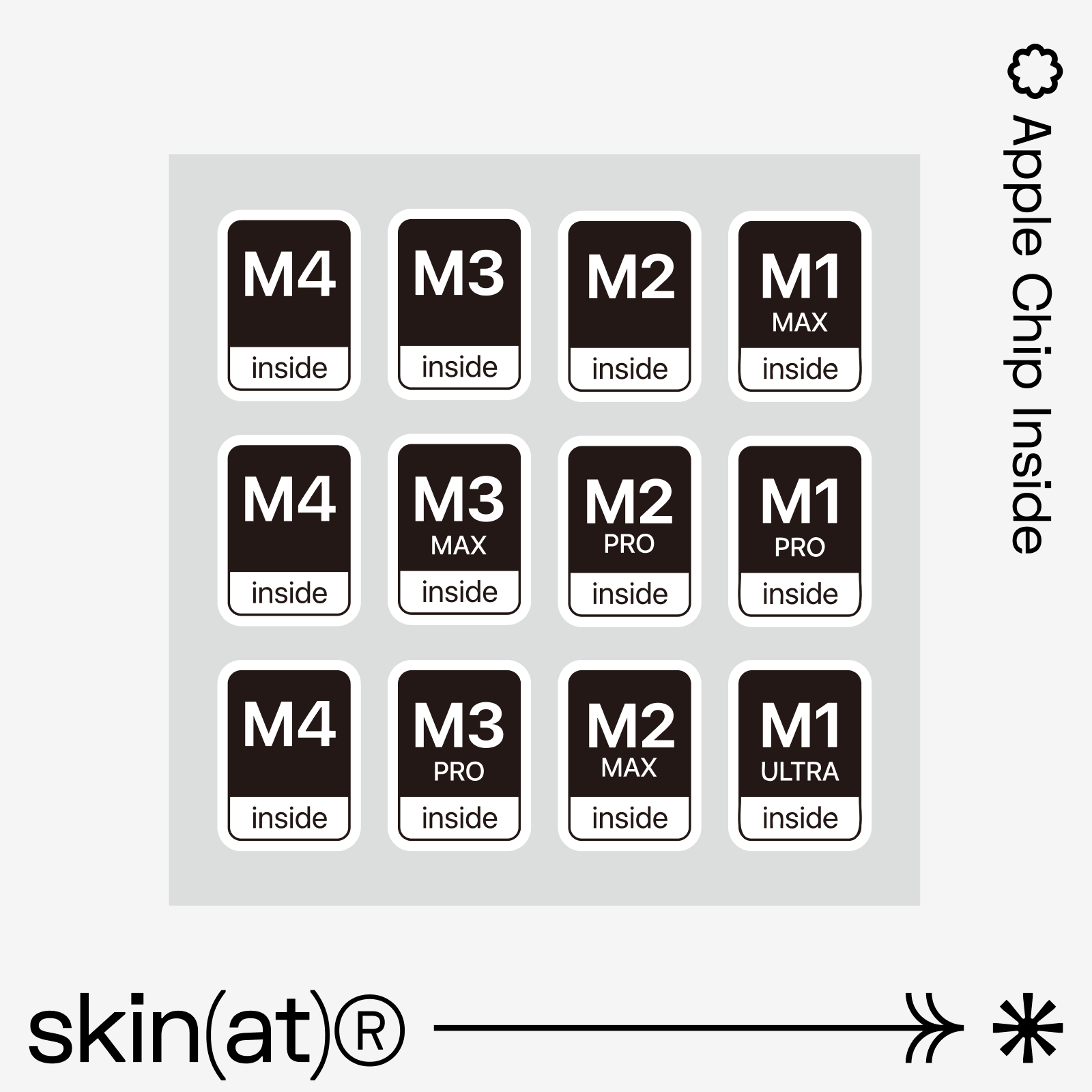 SkinAT适用于 苹果芯片小贴纸 MacBook M3贴膜 个性小贴纸 自由贴 Mac M1小贴膜 防水 不留胶 创意M2贴膜 - 图1