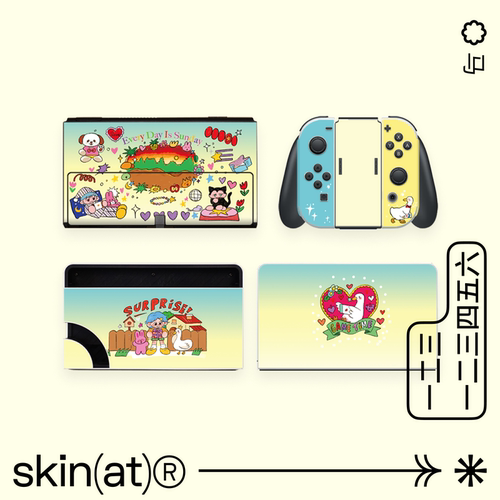 SkinAT适用于任天堂游戏机主机全包贴纸 switch oled 膜NS痛贴痛机贴配件手柄Switch2外壳彩膜TV盒创意贴 - 图2