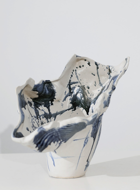 陶瓷花器泼墨花纹现代新中式艺术