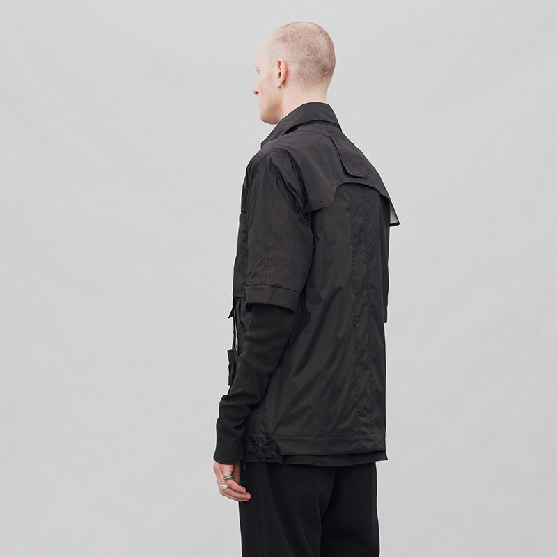 Organic Emotion黑色夹克机能双层拼接袖战术外套 OE原始情绪 - 图1
