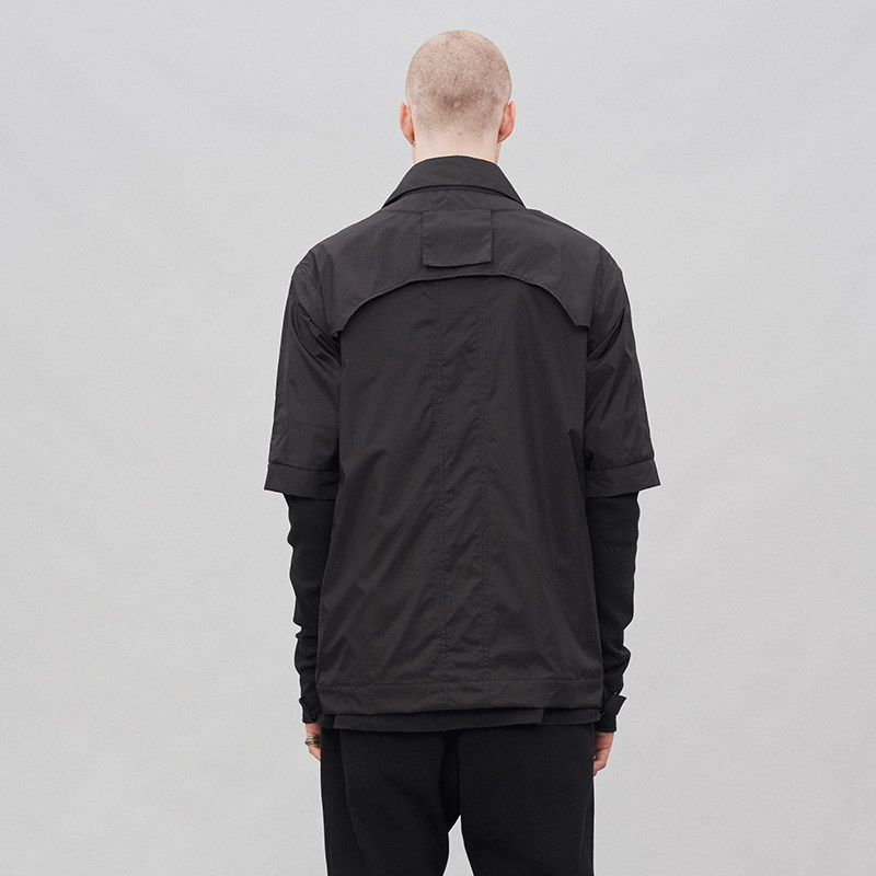 Organic Emotion黑色夹克机能双层拼接袖战术外套 OE原始情绪 - 图2
