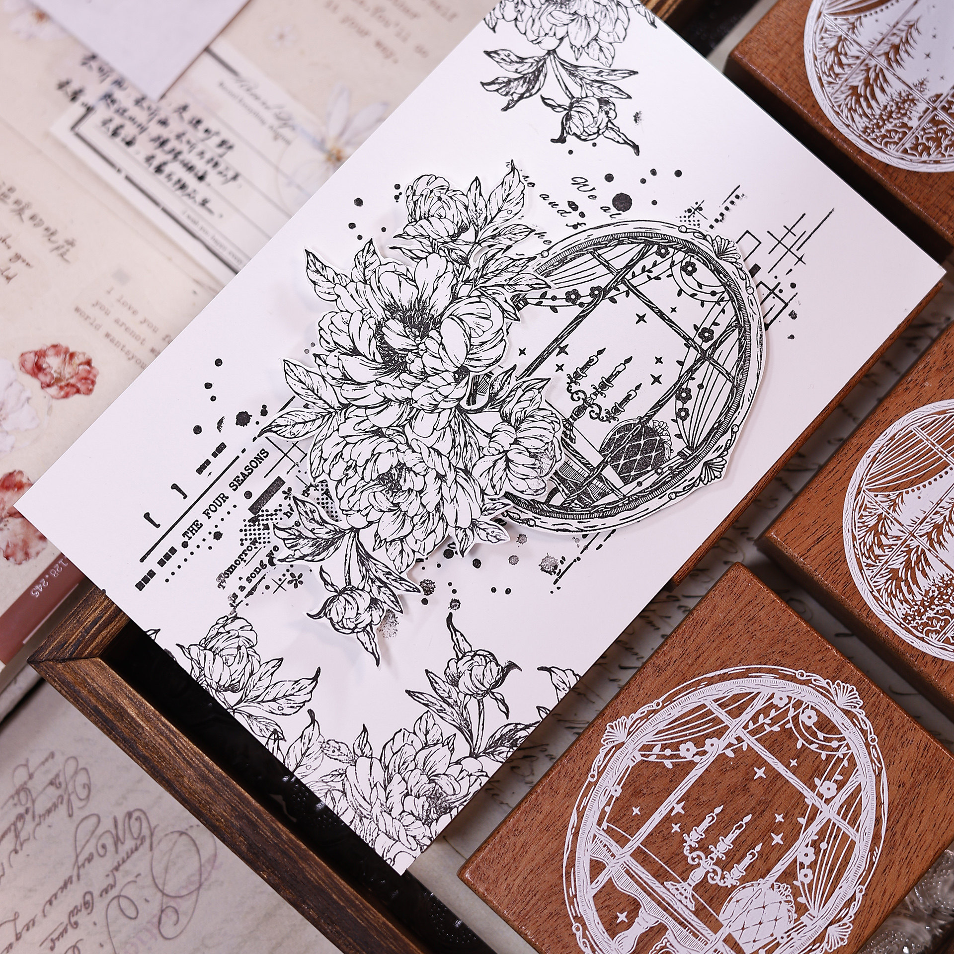 小白家文创原创沙比利红橡胶手帐框景【雪夜/晚餐】复古木质印章,淘宝优惠券,粉丝福利购,淘宝优惠卷