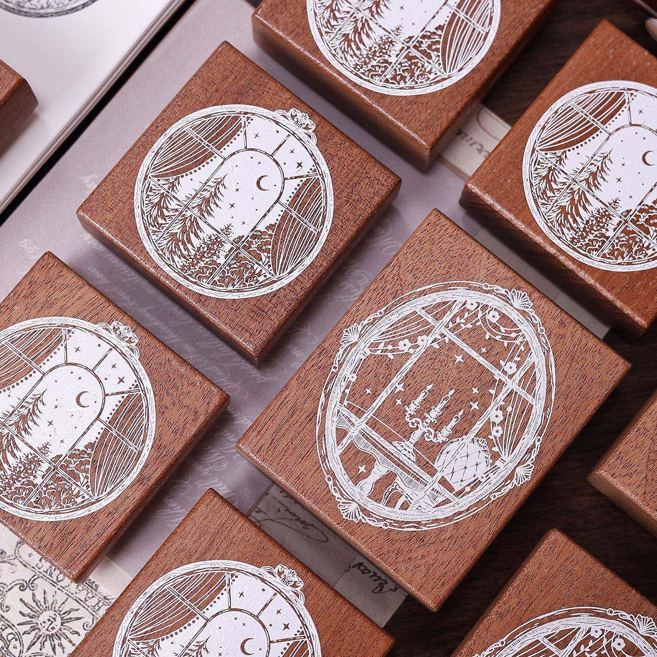 小白家文创原创沙比利红橡胶手帐框景【雪夜/晚餐】复古木质印章,淘宝优惠券,粉丝福利购,淘宝优惠卷