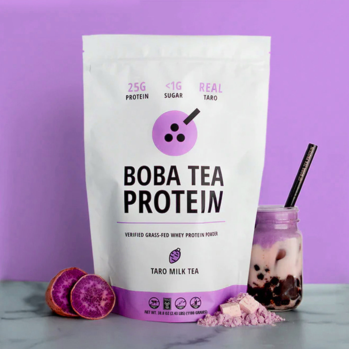 新品美国Boba Tea Protein波霸奶茶草饲乳清蛋白粉增肌健身-图2