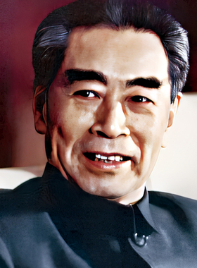 周总理像带框客厅办公背景画壁画