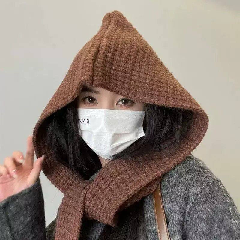 帽子围巾一体新款外搭秋冬季女针织连帽两用保暖百搭毛线披肩围脖,淘宝优惠券,粉丝福利购,淘宝优惠卷