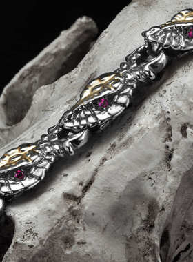 BWL 官方正品 Custom 鎏金红宝石眼蛇头手链