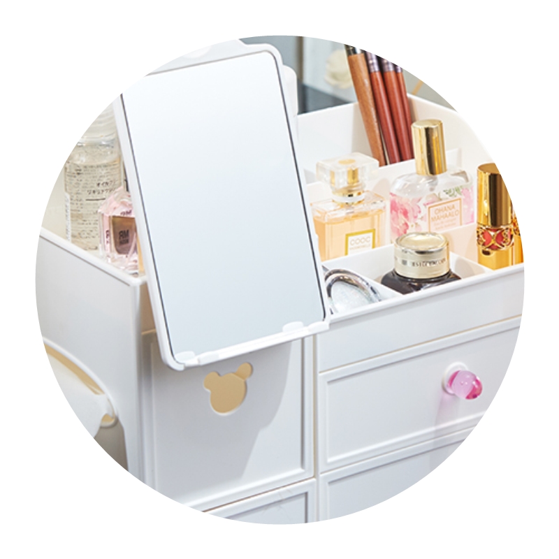 Desktop makeup cosmetics storage box mirror large capacity - 图2