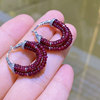 Low-key high-end natural ruby earrings, sterling silver inlaid, versatile row rings, rings, earrings, jewelry