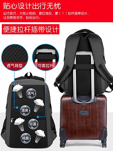 背包男士大容量商务休闲旅行电脑潮高中初中学生书包大学生双肩包 - 图1