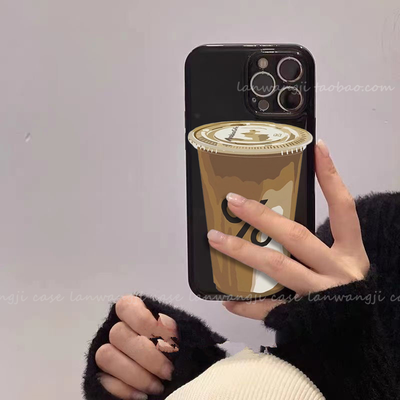 拿铁咖啡美式适用iphone12/11promax苹果16手机壳13个性687plus男14PRO小众XR女生XS不撞壳IP11光面6S薄款ins - 图3