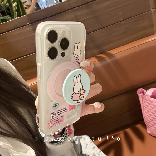 可爱兔子标签磁吸支架卡包适用A3i/OPPO A5/findx9/x8/X7手机壳reno15/12pro/11F/854卡通7SE/A78/A57软A93S - 图0