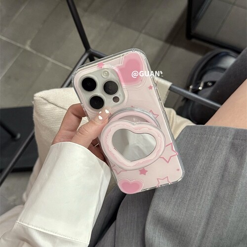 爱心镜子磁吸支架适用魅族21/20全包meizu21 class手机壳note16/9补妆16spro/18/17sPRO硅胶lucky08创意可爱 - 图1