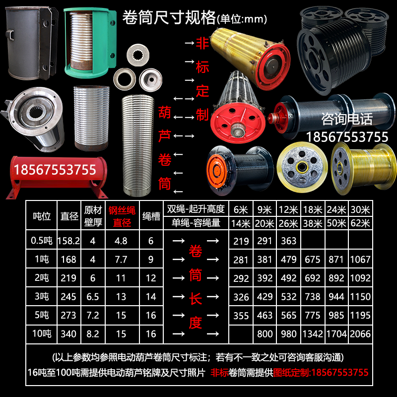 钢丝绳电动葫芦卷筒天车卷绳外壳罩行车起重卷扬绳槽吊堆垛机卷筒 - 图0