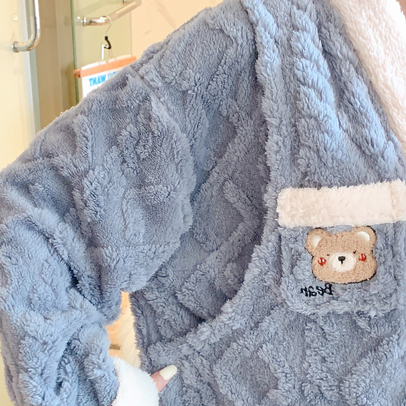 月子服秋冬季珊瑚绒孕妇12月份睡衣 花瑞朵家居服套装