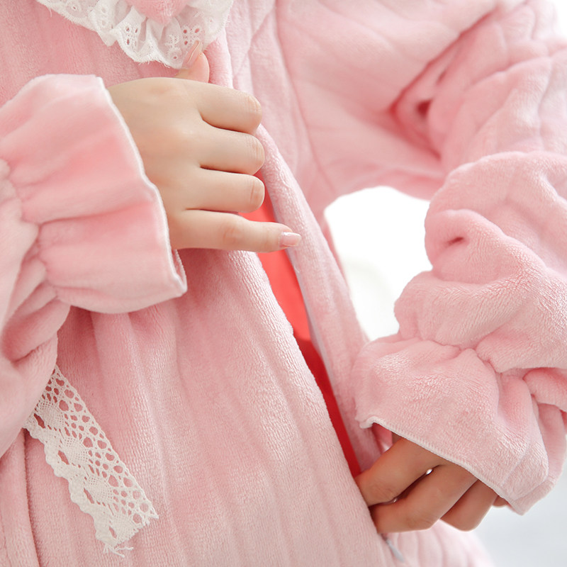 珊瑚绒加绒怀孕产妇喂奶坐月子服 花瑞朵家居服套装