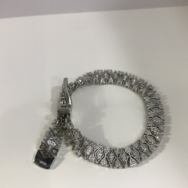 向卉意大利中古925银大鱼海棠系列之鸢尾花满钻手链