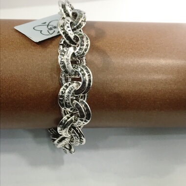 意大利中古925银克家双环希腊纹男女同款手链