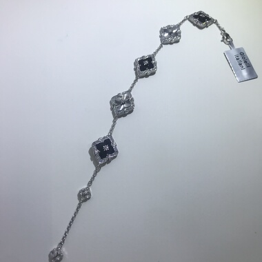 向卉意大利中古合金白金黑玛瑙手链