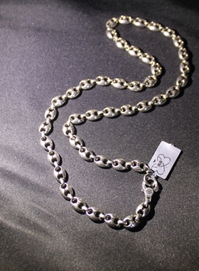 向卉意大利库存回流925银立体实心猪鼻子长款项链