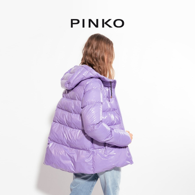 【秋冬新品】PINKO2023女装连帽亮面棉服外套101597A11K