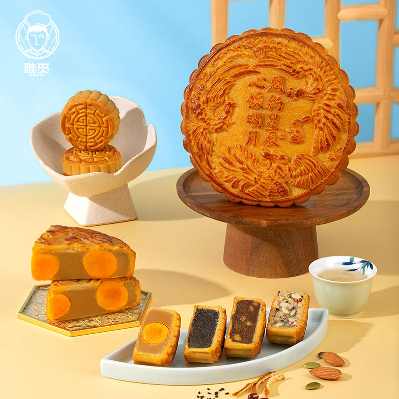雅觅中秋月饼礼盒装送人礼广式蛋黄莲蓉豆沙月饼港式奶黄流心团购_零食_坚果_特产