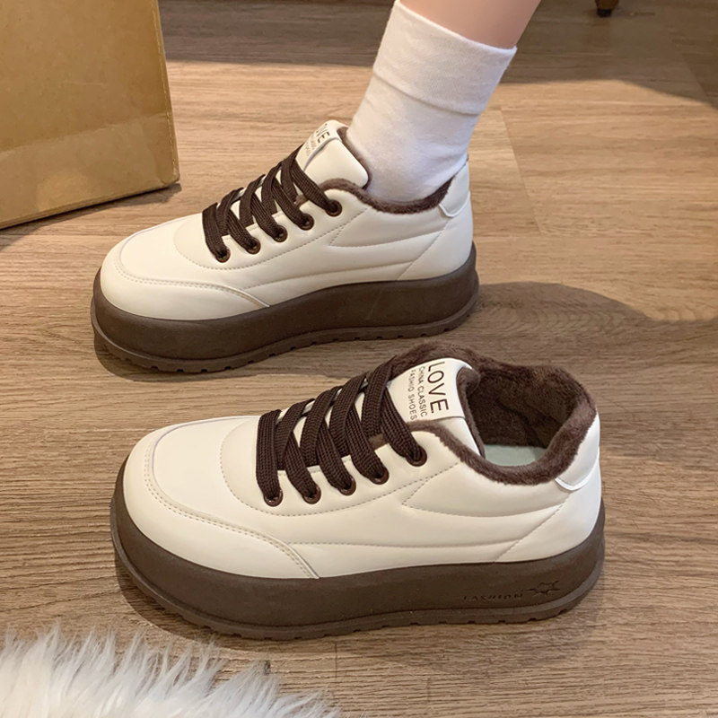 2025秋冬季新款百搭厚底加绒小白女鞋老爹板鞋面包爆款冬鞋棉鞋子,淘宝优惠券,粉丝福利购,淘宝优惠卷