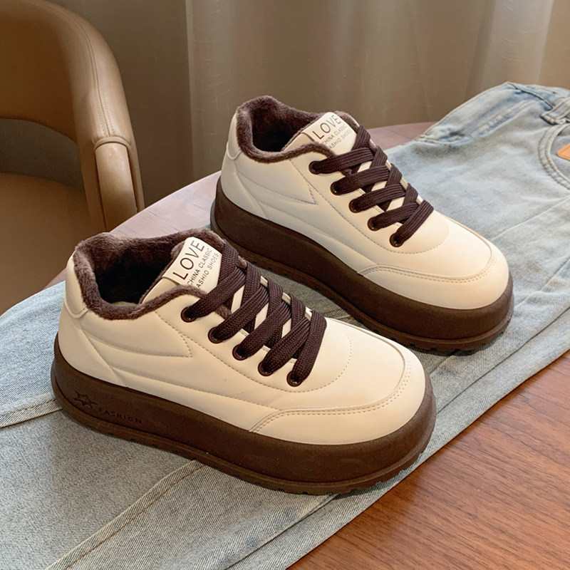 2025秋冬季新款百搭厚底加绒小白女鞋老爹板鞋面包爆款冬鞋棉鞋子,淘宝优惠券,粉丝福利购,淘宝优惠卷