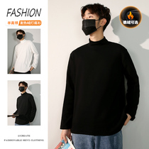 Semi-high collar Long sleeves T-shirt Male autumn Winter Warm Underwear Inner Hitch Suede Mens Undershirt Winter Gush Clothing