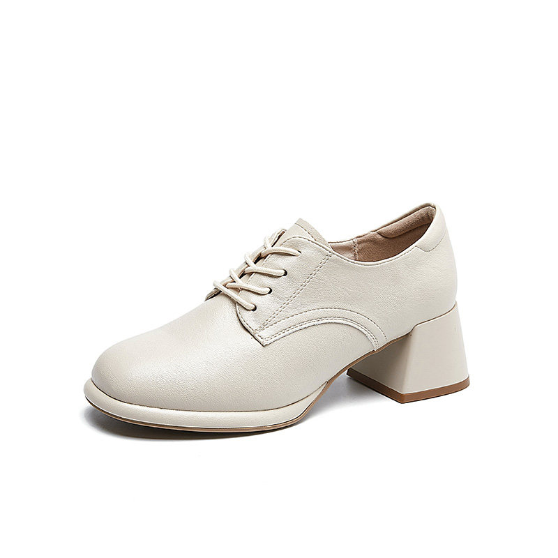 大东深口鞋女鞋2026春季新款英伦圆头系带车缝线粗跟高跟鞋1013,淘宝优惠券,粉丝福利购,淘宝优惠卷