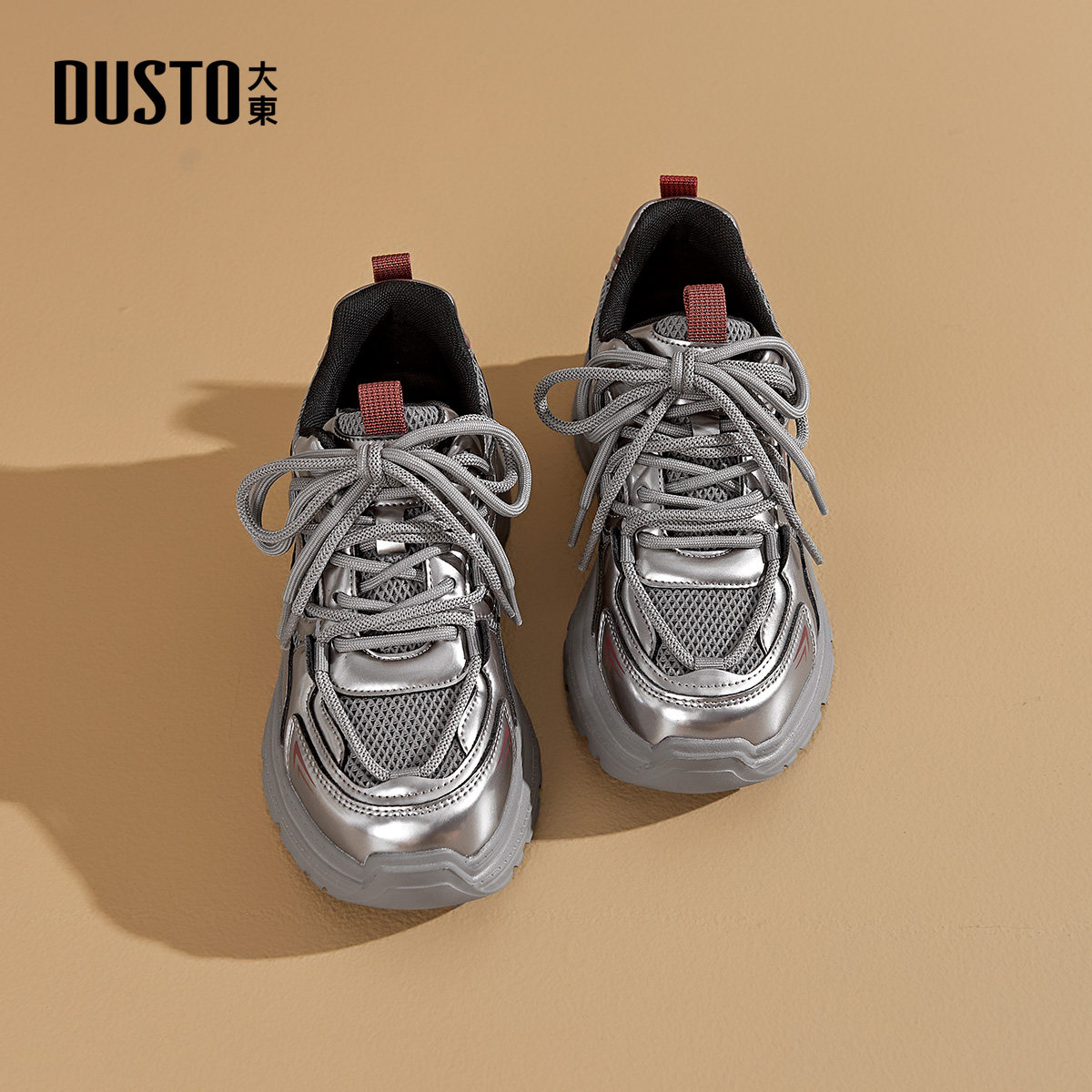 大东老爹鞋女鞋2026春季新款休闲平底高跟系带圆头材质拼贴1313,淘宝优惠券,粉丝福利购,淘宝优惠卷