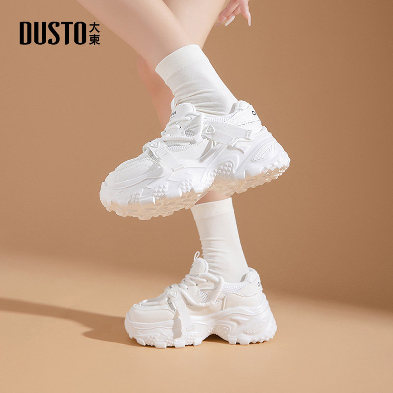 大东老爹鞋女鞋2025夏季新款休闲平底高跟系带透气材质拼贴X1366,淘宝优惠券,粉丝福利购,淘宝优惠卷