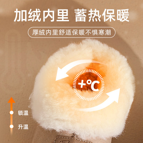 大东雪地靴女鞋2025冬季新款时尚休闲平底中跟套脚圆头保暖D1238 - 图1