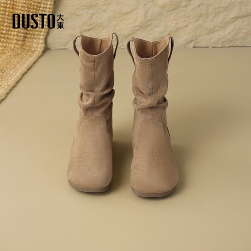 大东dd美拉德短靴女款2025冬季新款平底勃肯堆堆靴复古百搭女靴子 - 图2