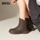 Dadong simple round toe sewing thick heel short boots